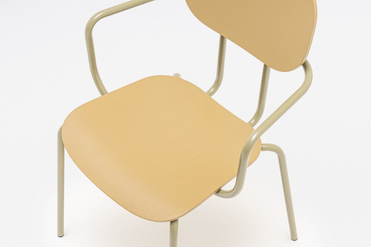 Krzesło z zagłówkiem NEW SCHOOL podstawa czworonożna żółty [Milena] MDD    Eye on Design