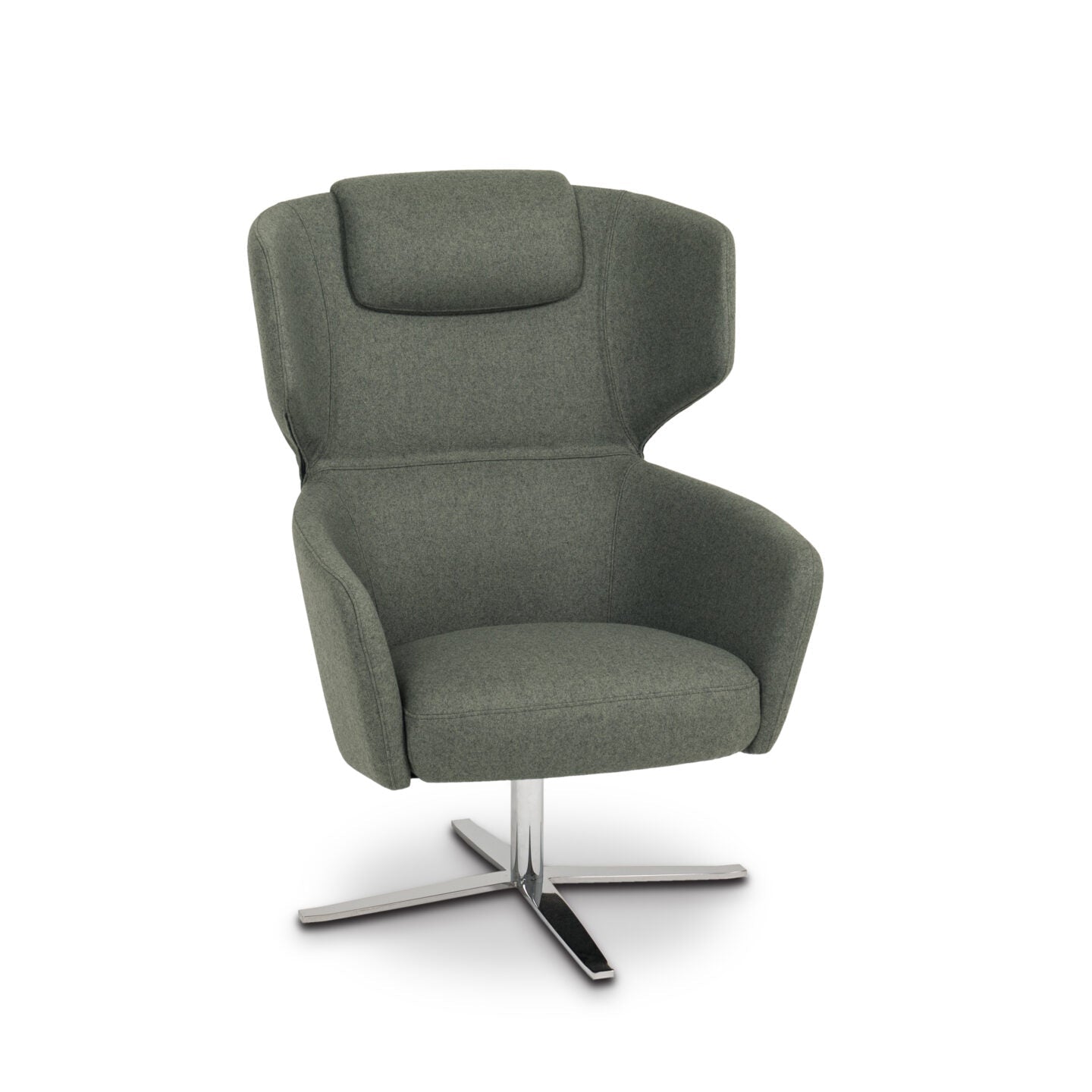 SLOT upholstered swivel armchair with metal base