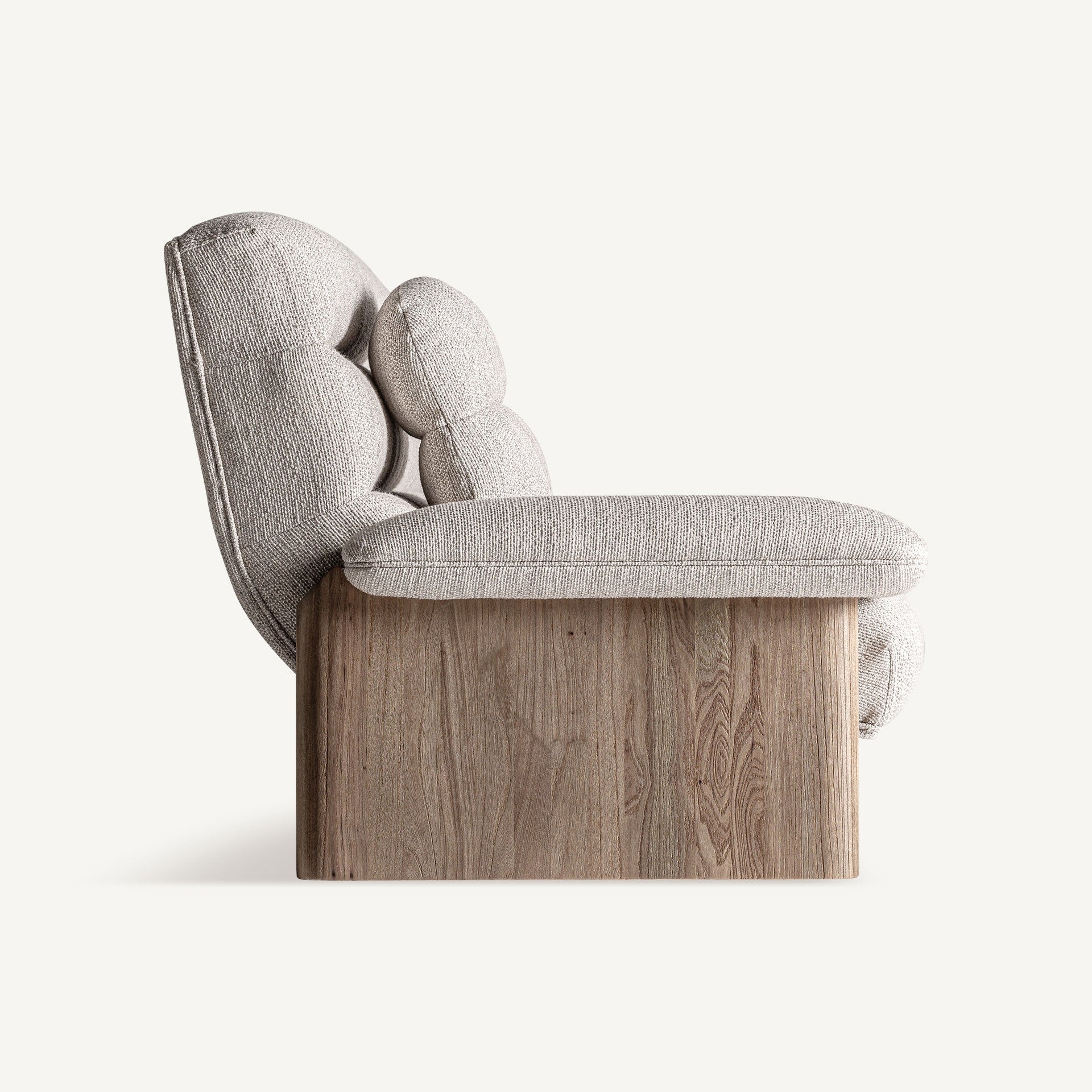 Sofa z poduszkami JACQUARD beżowy z drewnianą podstawą