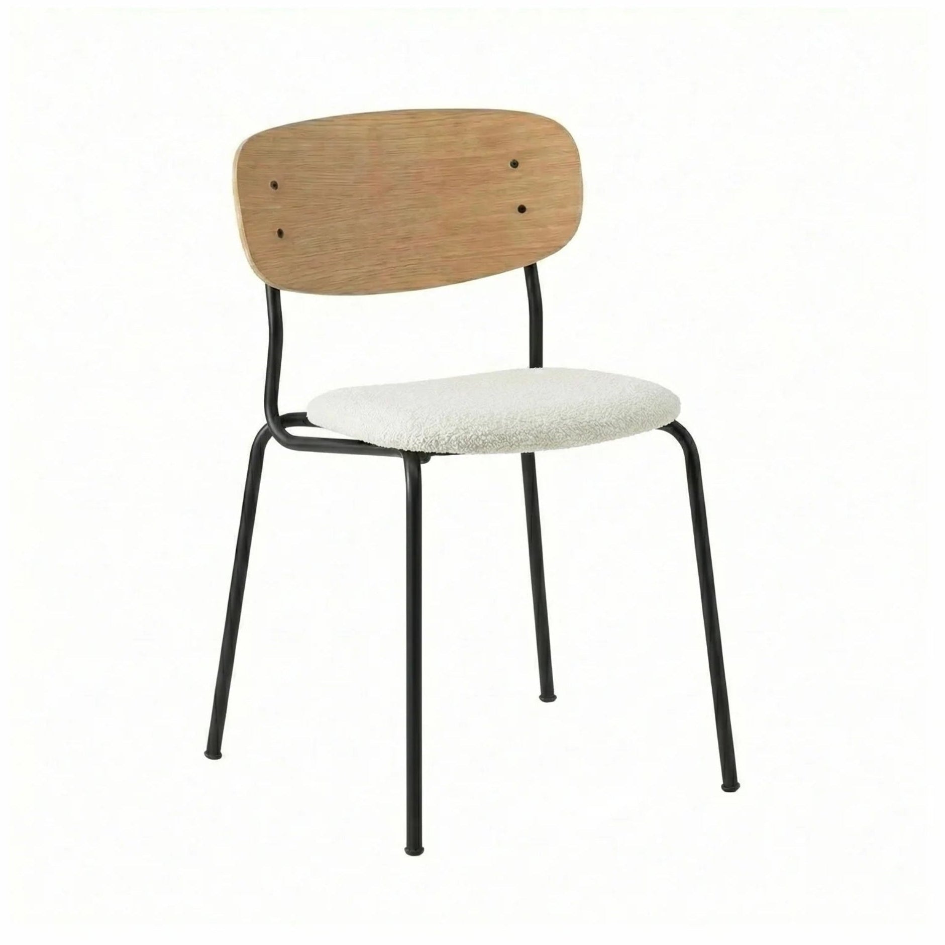 SPLOT SOFT Chair in Oak Wood with Black Base and Sandy Bouclé