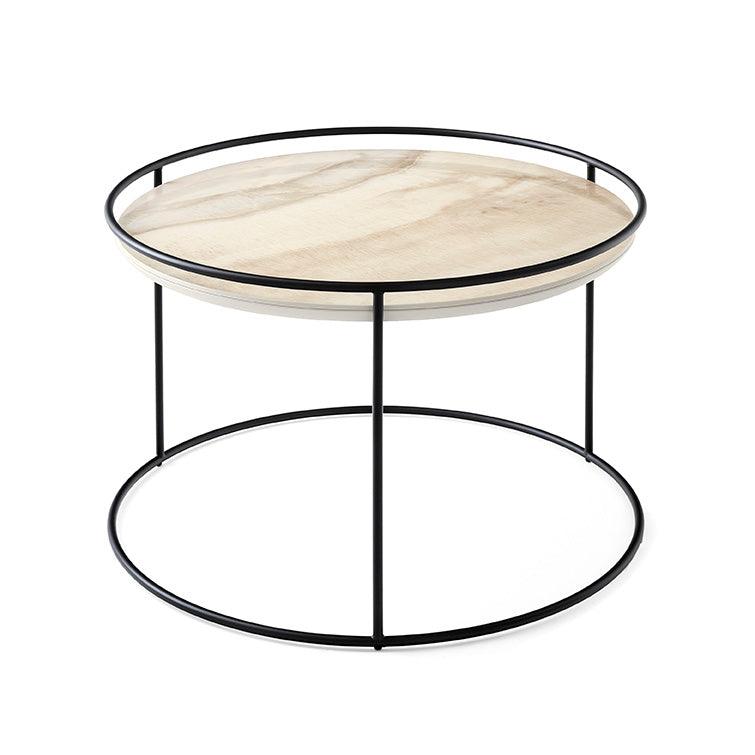 Stolik boczny ATOLLO czarna podstawa Calligaris 40 cm złoty ceramiczny marmur  Eye on Design