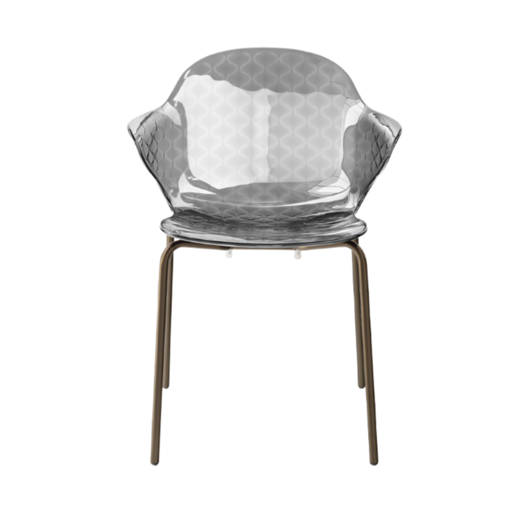 SAINT TROPEZ chair with gray seat and brown metal base
