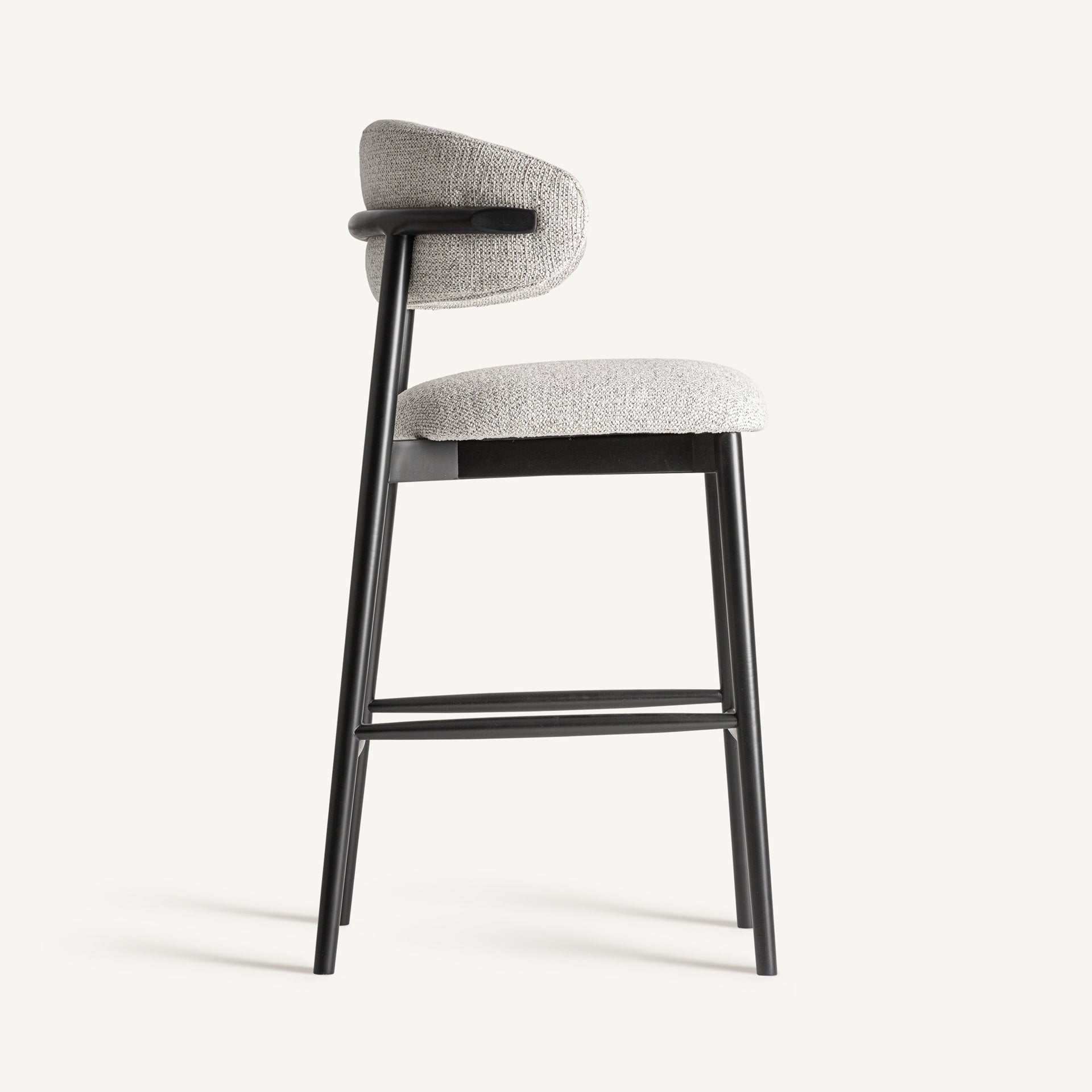 ERLEC Gray Stool with Black Ash Base