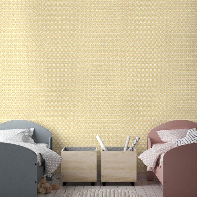 Wallpaper with a geometric plant pattern of leaves ARCHIVE TRADITIONAL - Lee Priory red
