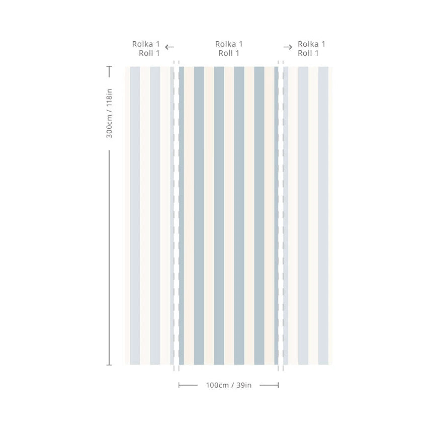 Tapeta flizelinowa w paski BOLD STRIPE OCEAN blau mit grau