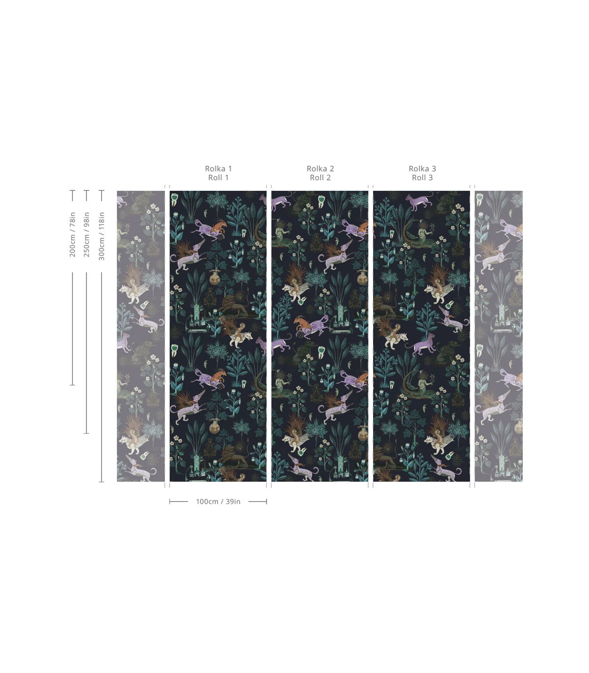 Botanical Beast Purple Floral Wallpaper - Black with Purple