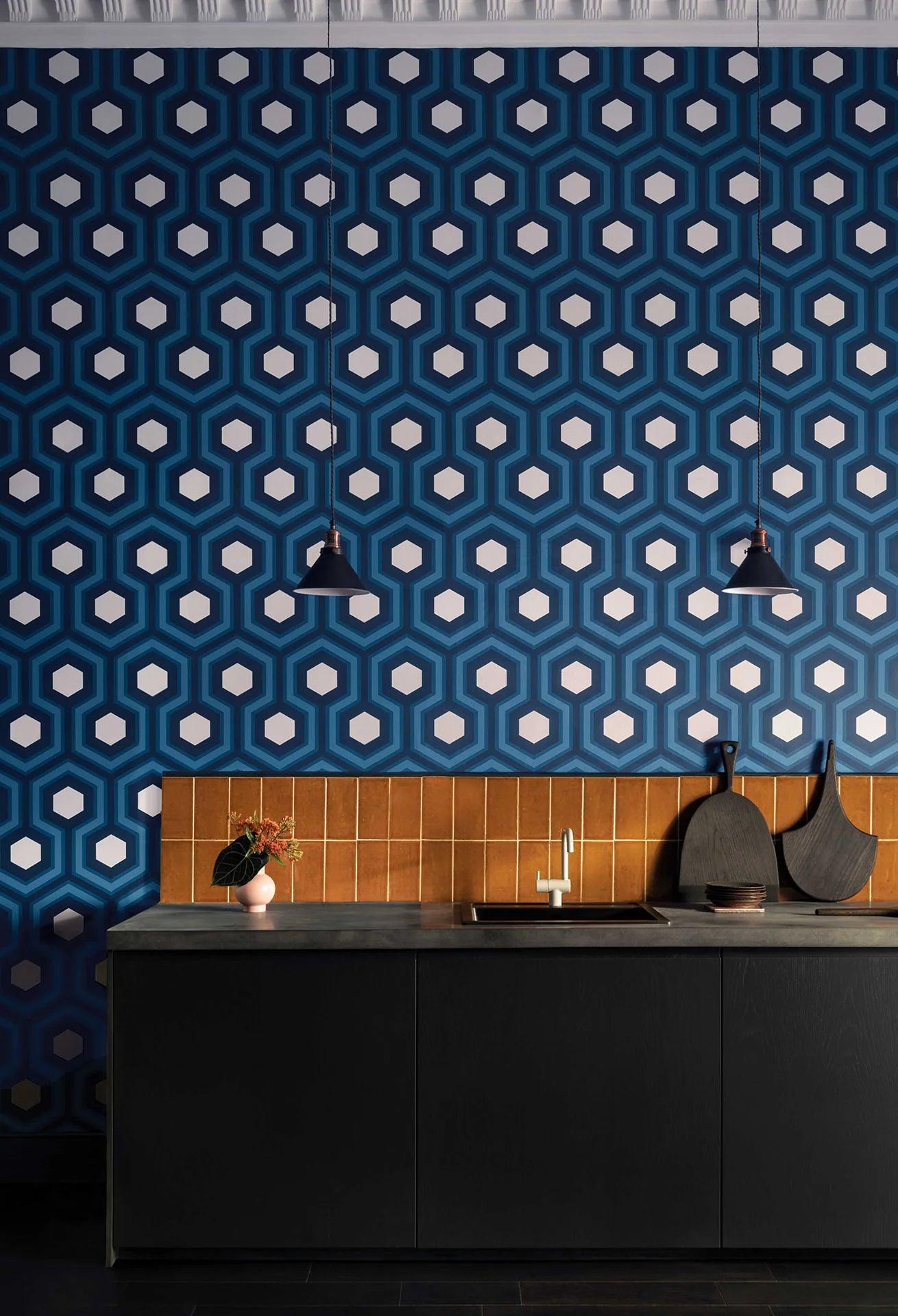 Hexagonal Pattern Wallpaper CONTEMPORARY COLLECTION - Hicks' Grand Green