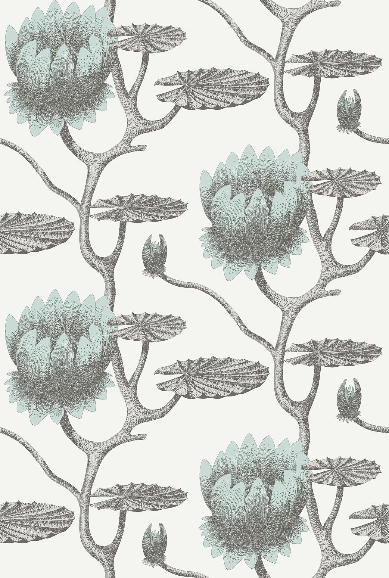 Tapeta CONTEMPORARY COLLECTION - Summer Lily błękit na bieli Cole & Son    Eye on Design