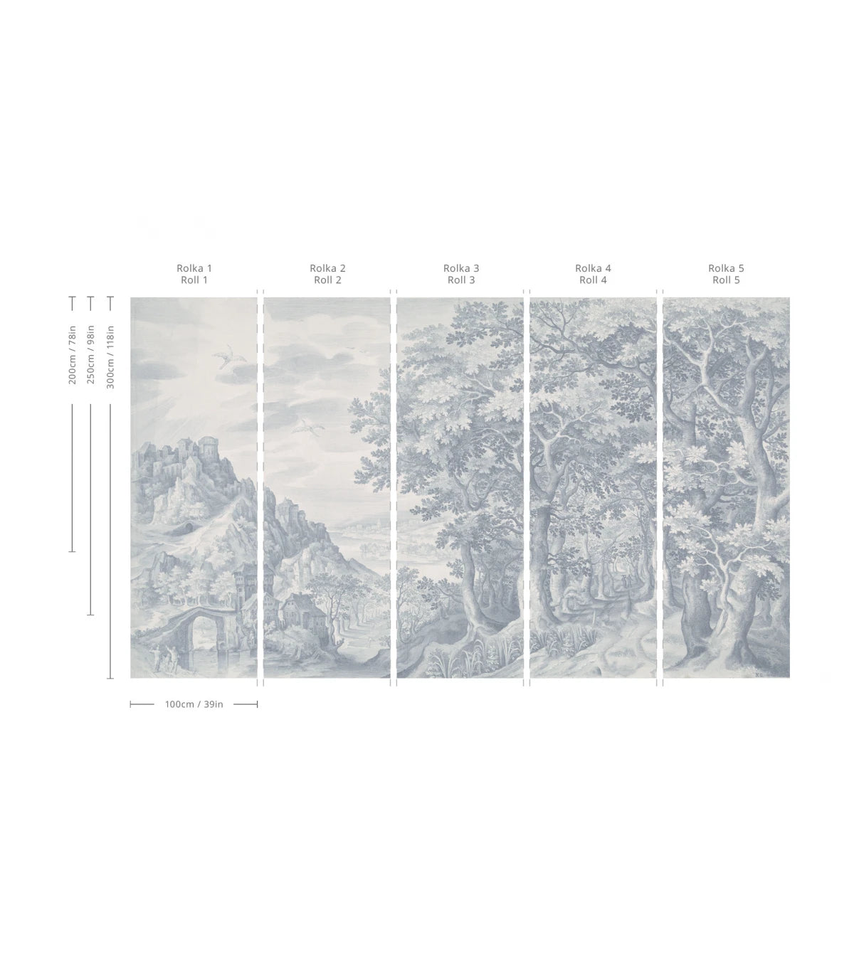 Ethereal Forest Landscape Wallpaper in Blue and Gray