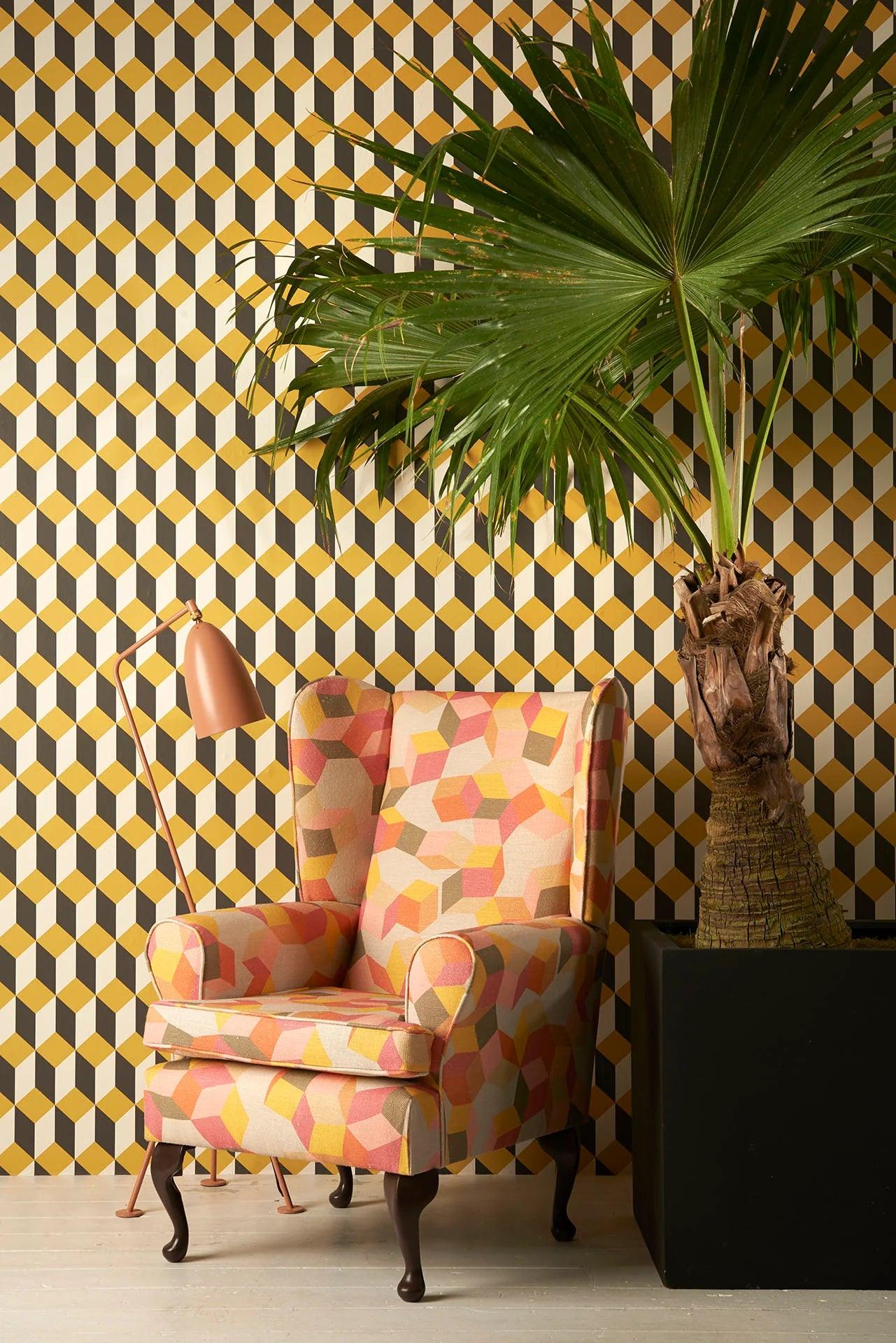 Tapete mit geometrischem Art-Déco-Muster GEOMETRIC II - Delano blau