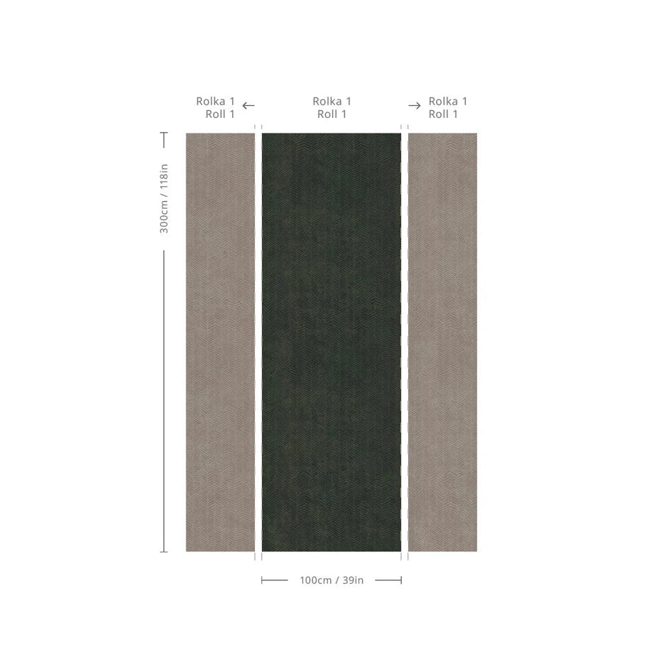 Tapeta z geometrycznym wzorem jodełki HERRINGBONE GREEN zielony