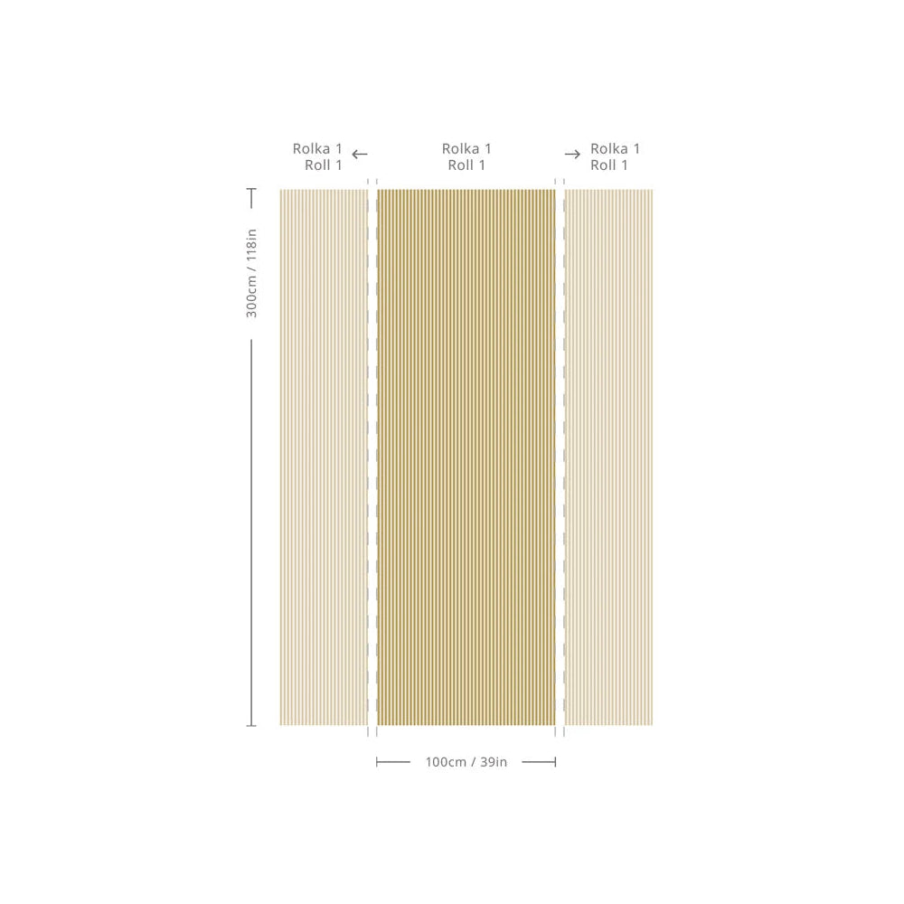 Tapeta z geometrycznym wzorem w paski STRIPE MEADOW MUSTARD musztardowy z szarym