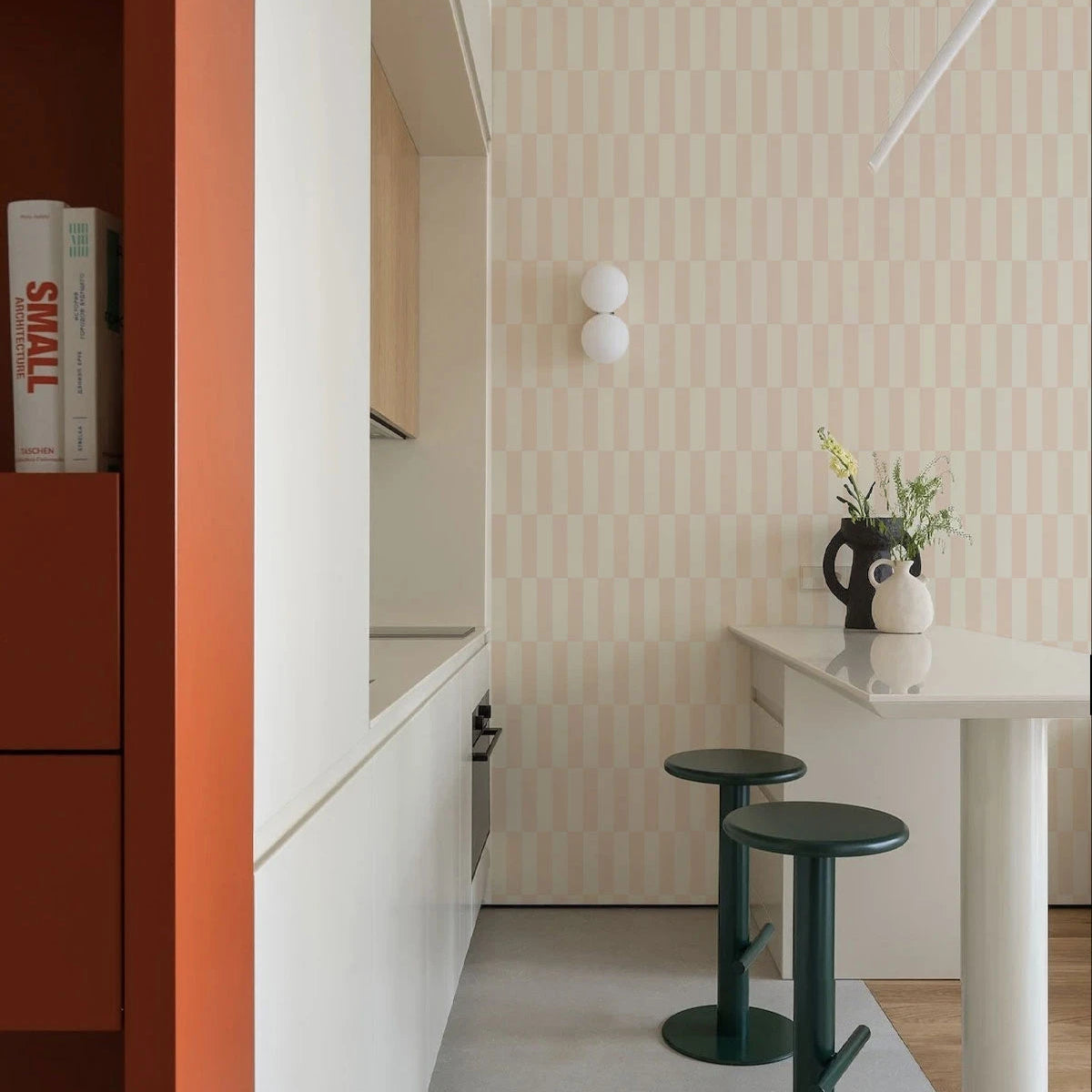 Tapeta flizelinowa z geometrycznym wzorem TETRIS STRIPE rosa