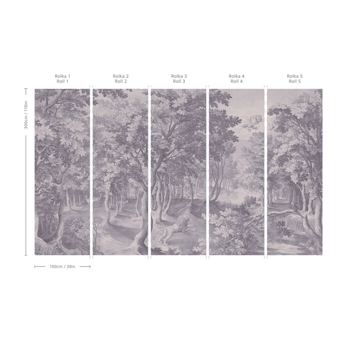 Non-woven wallpaper with the landscape TIMELESS TREES muted blue