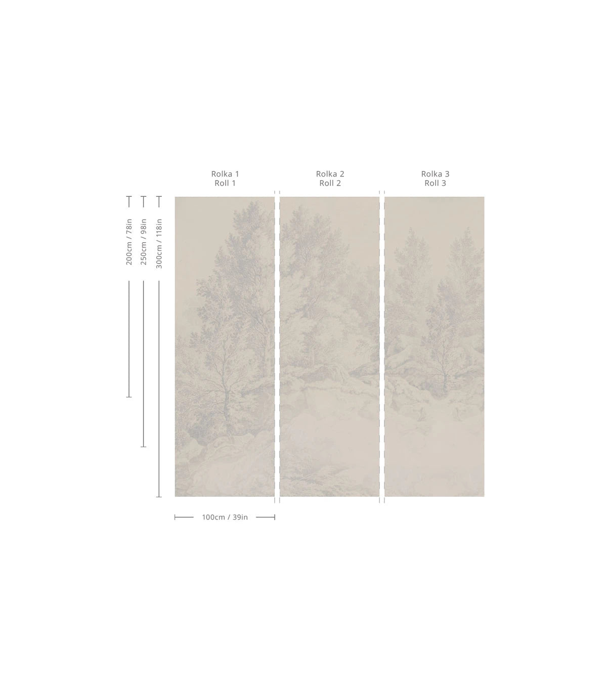 Wallpaper with a Landscape of Trees WHISPERING TREES BLUE azure