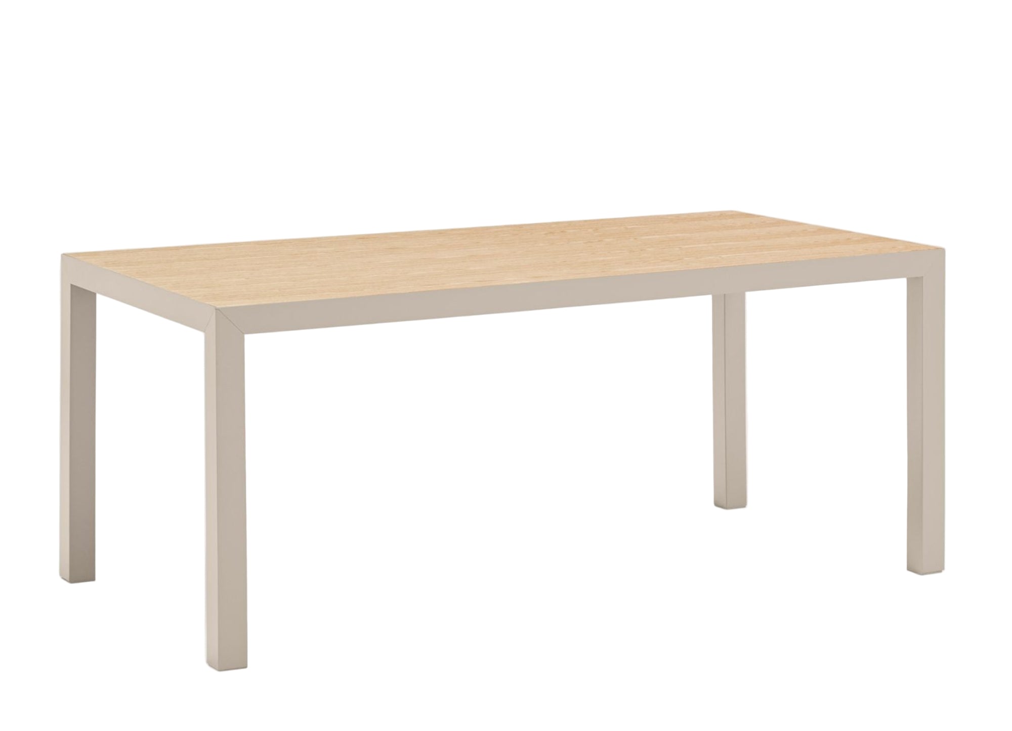 ALMA oak veneer table with sand-colored base