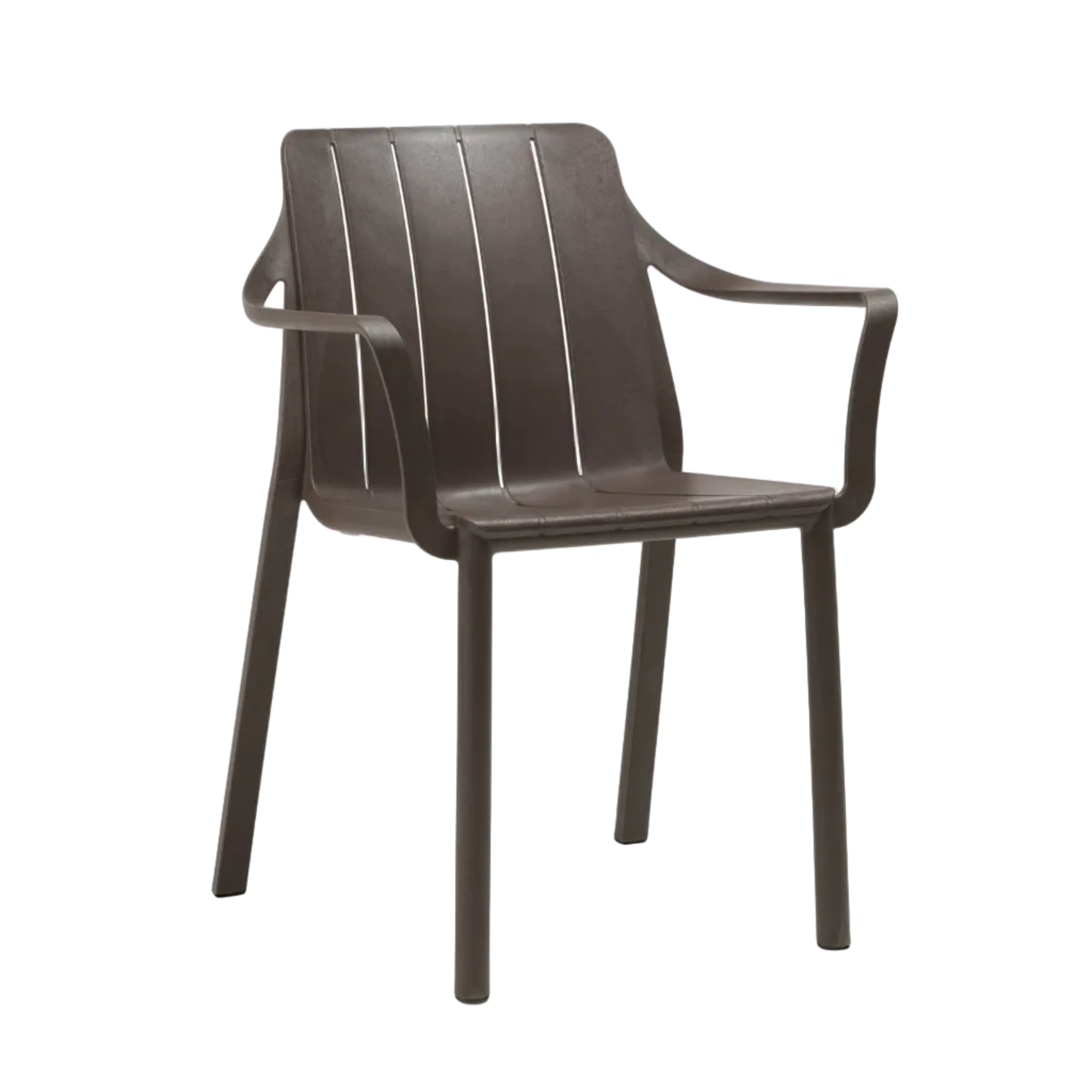 Outdoor chair with armrests TIBERINA REGENERATION earthy brown