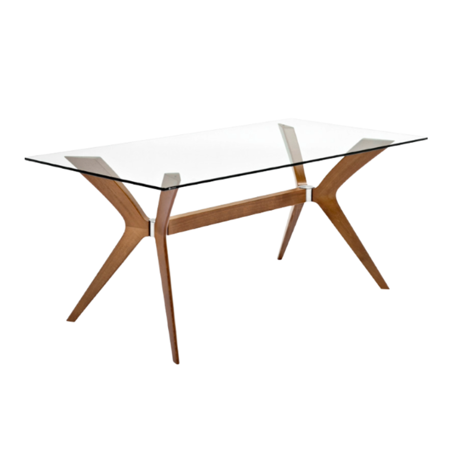 Stół TOKYO szklany blat z orzechową podstawą