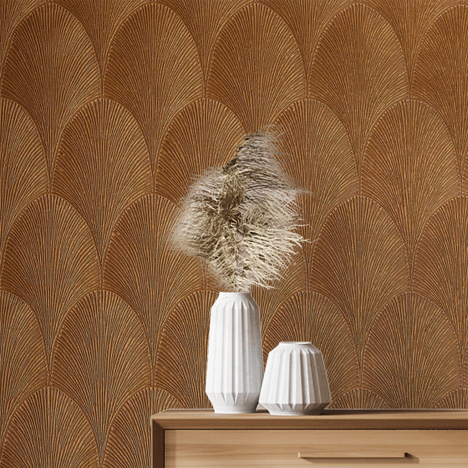 Tapeta metaliczna z abstrakcyjnym wzorem TOURMALINE - AMBRE bursztynowy