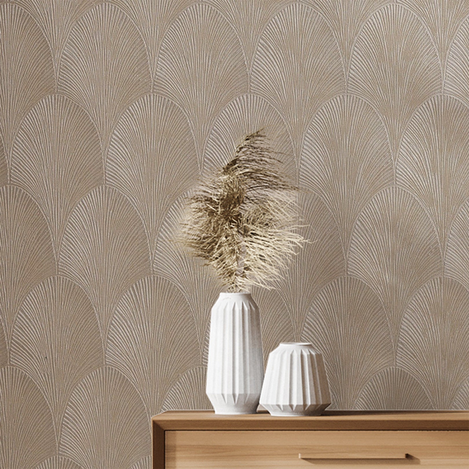 Metallic Wallpaper with Abstract Pattern TOURMALINE - ARGENT Beige-Silver