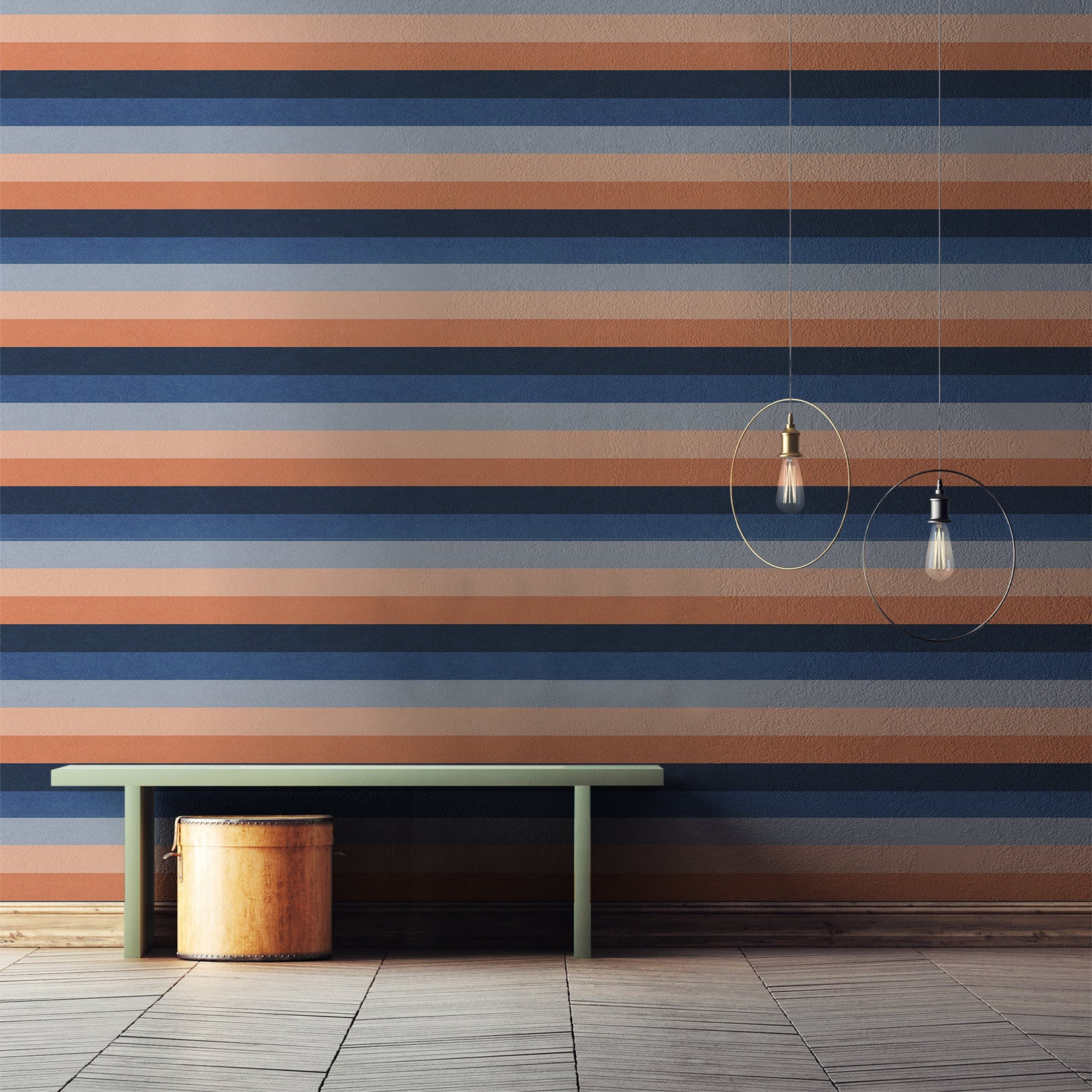 Tapeta strukturalna w paski TRANSAT - MARINE/CORAIL granatowy z koralowym