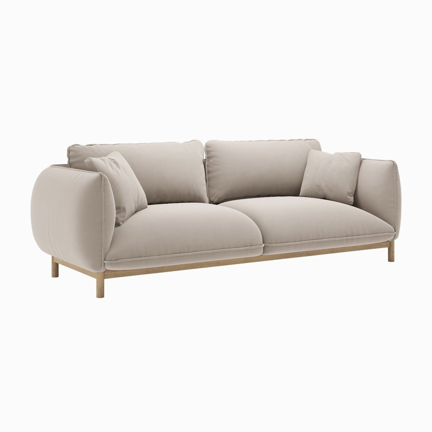 ADA Light Beige Velvet 3-Seater Sofa