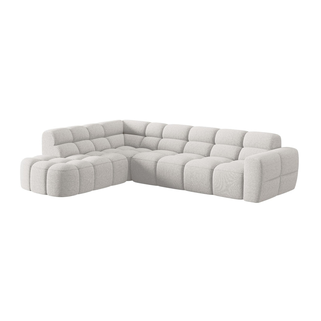 Sofa narożna lewostronna LISA jasnoszary szenil