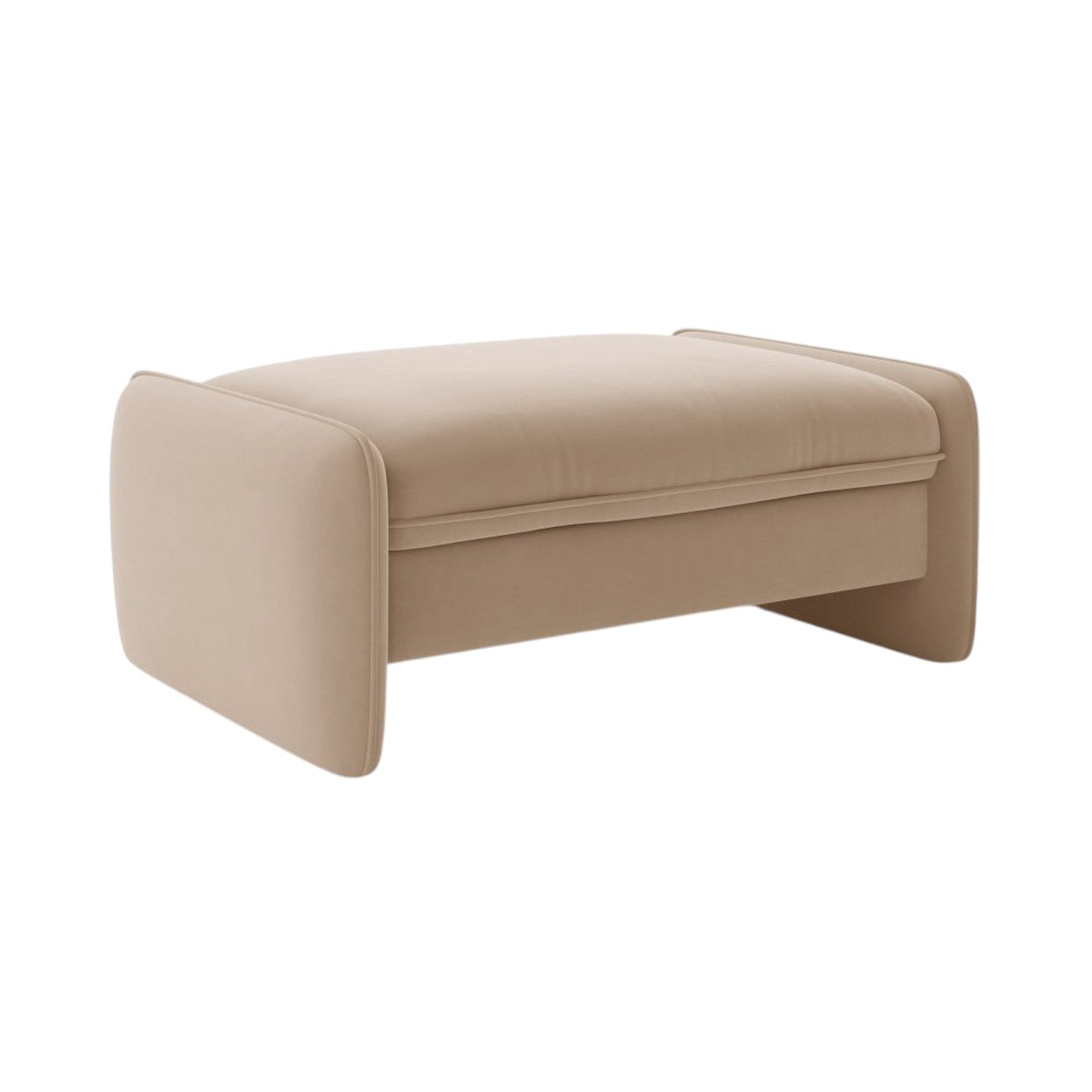 Rechteckiger Samtpouf GEORGIA Mandelbeige