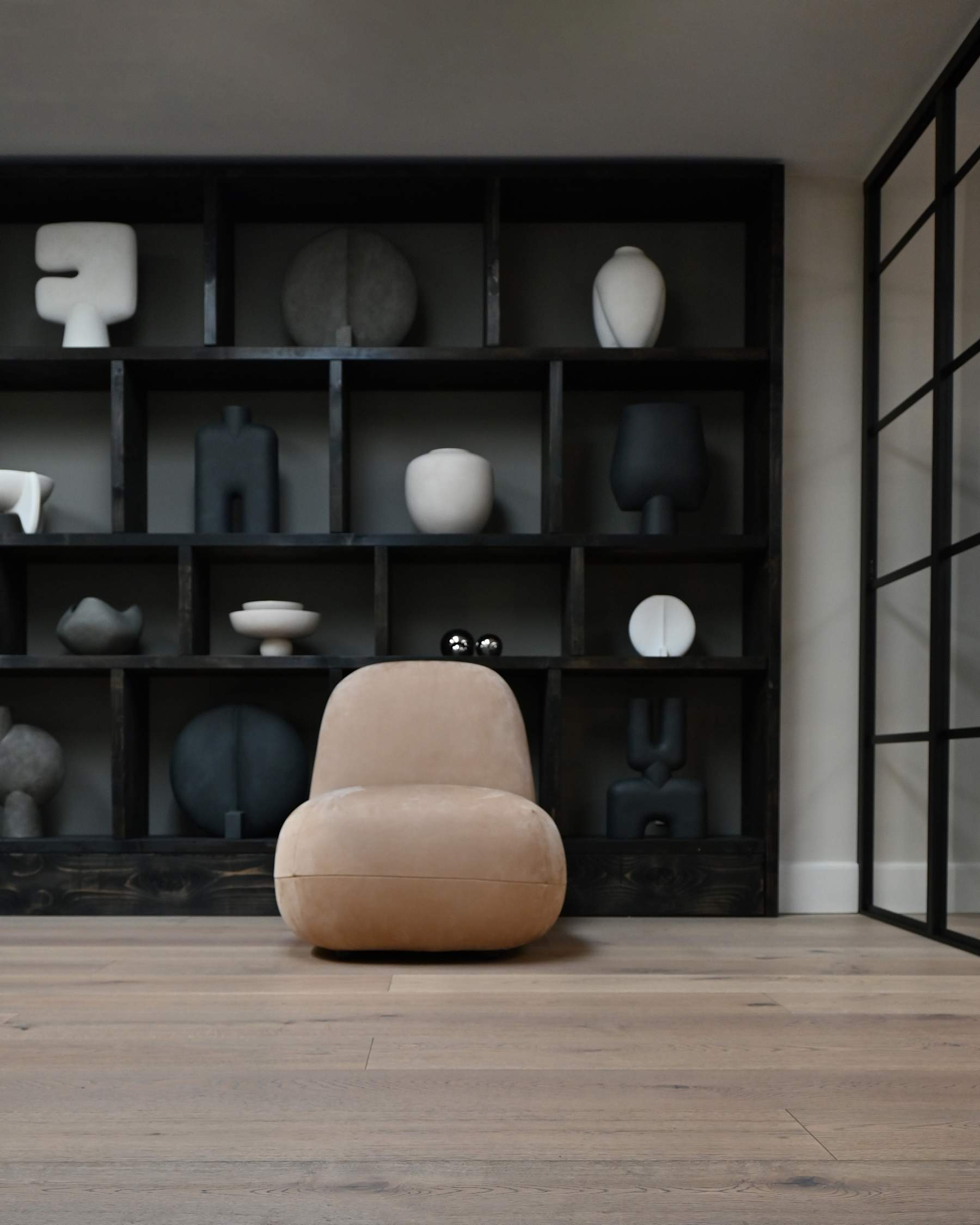 TOE FLAT armless armchair beige nubuck leather