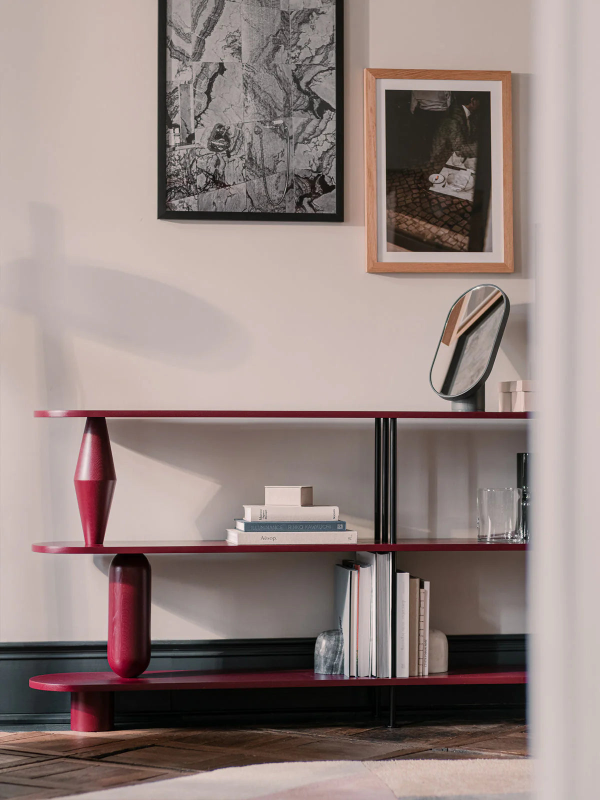 VAZOO DUO Shelf cobalt oak wood