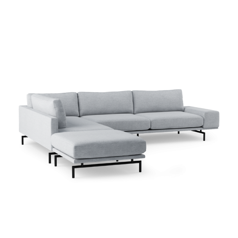 Brixton Upholstered Left-Handed 5-Seater Corner Sofa with Black Base