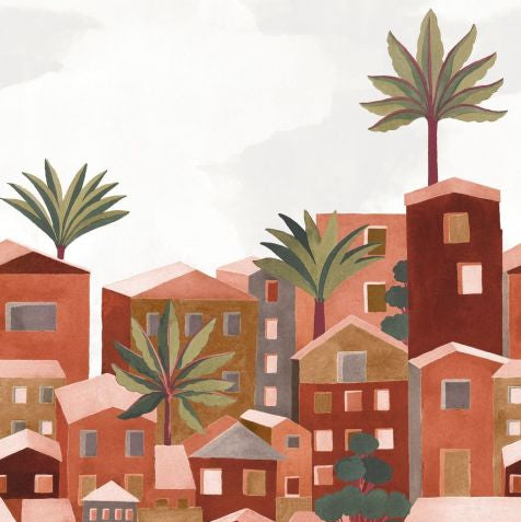 Wandbild mit Stadtlandschaft der VILA VIELA INT - TERRACOTTA Terakota