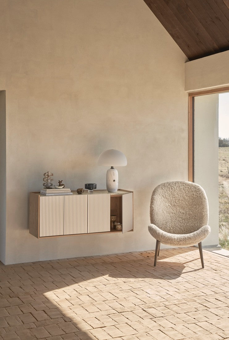 Lodge Armchair in Brown Sheepskin with Dark Oak Base