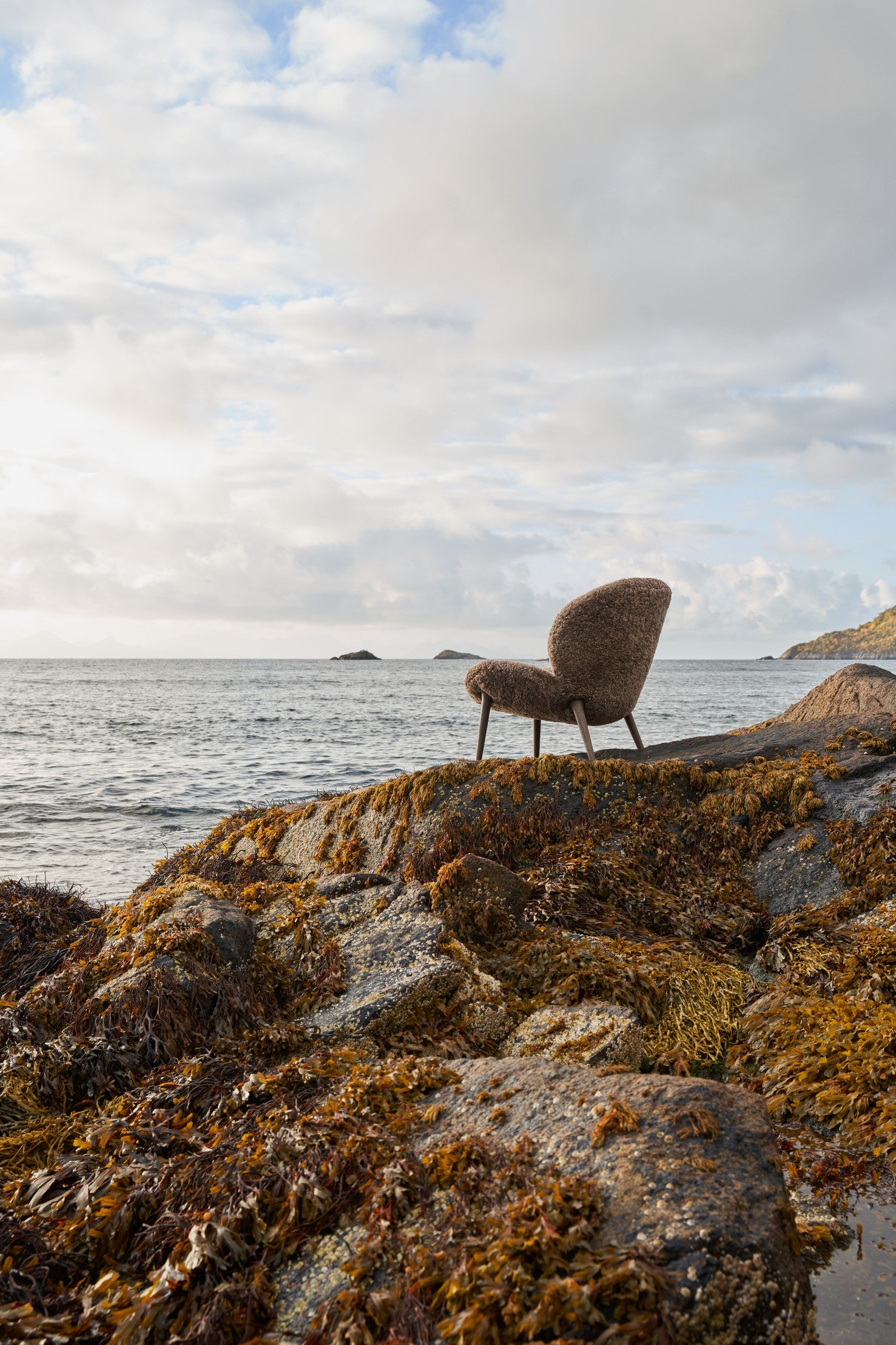 Lodge Armchair in Brown Sheepskin with Dark Oak Base