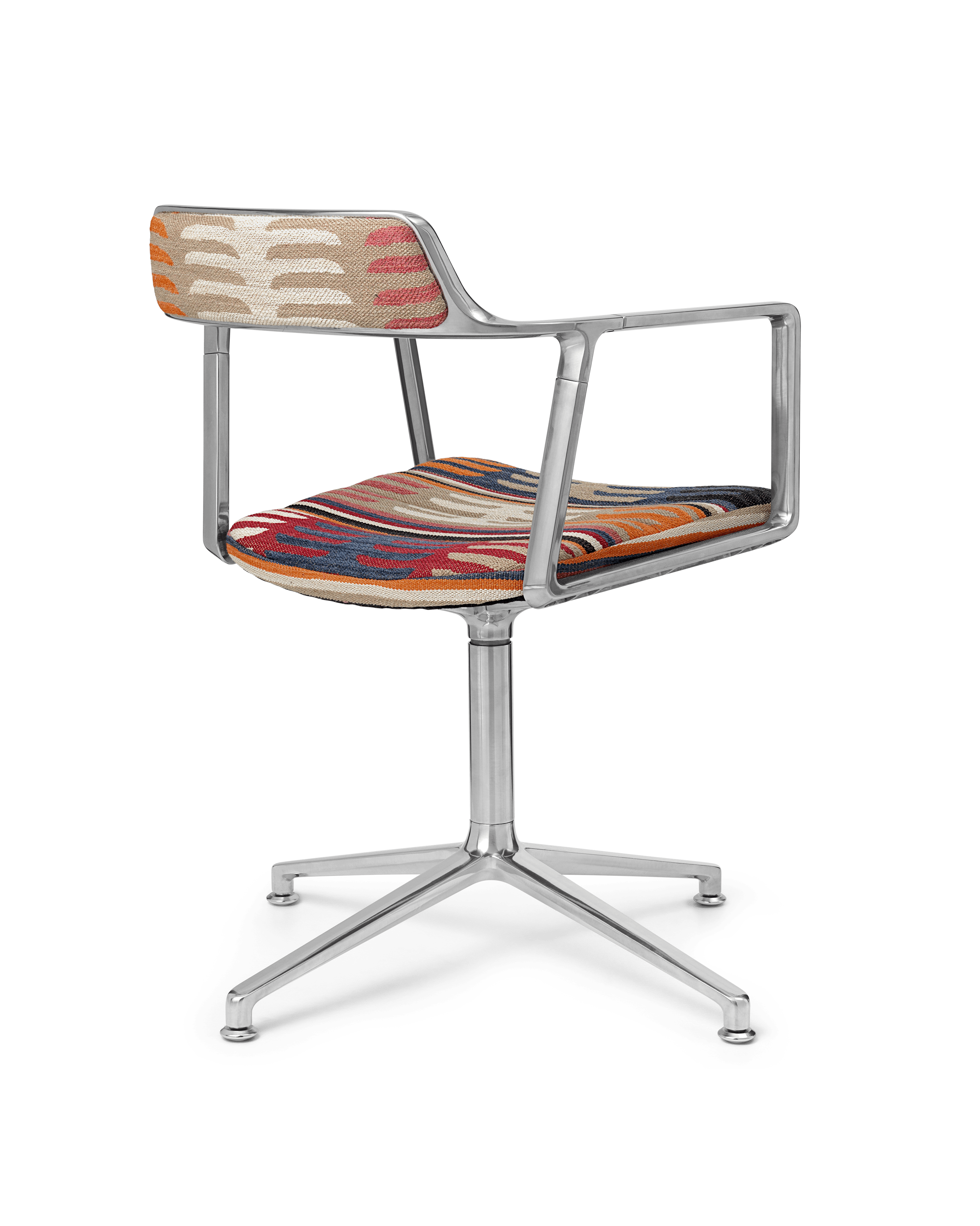 Krzesło biurowe 452 - TODOS SANTOS niebieskim i pomarańczowym z metalową podstawą