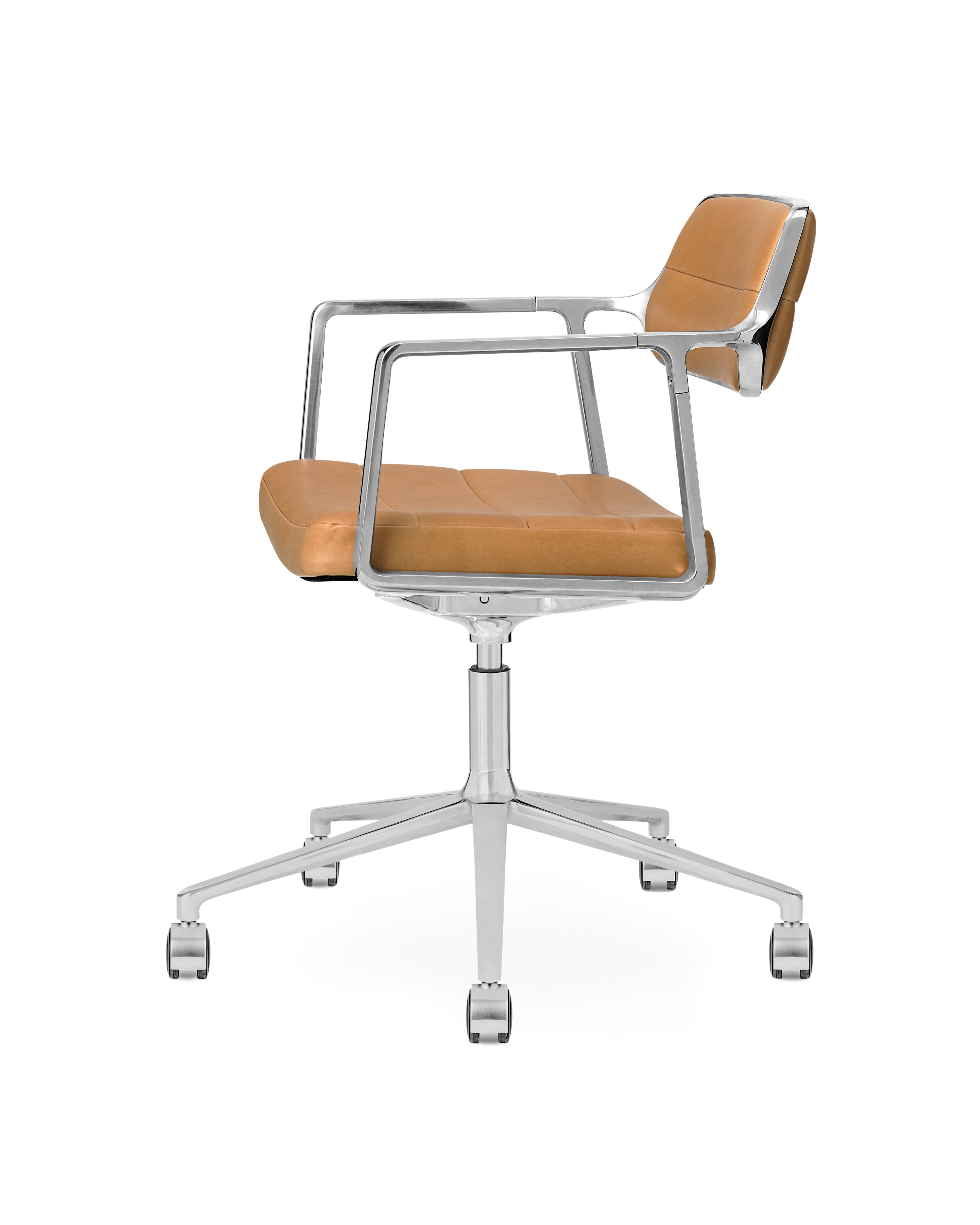 Krzesło biurowe 453+ karmelowa skóra z metalową podstawą