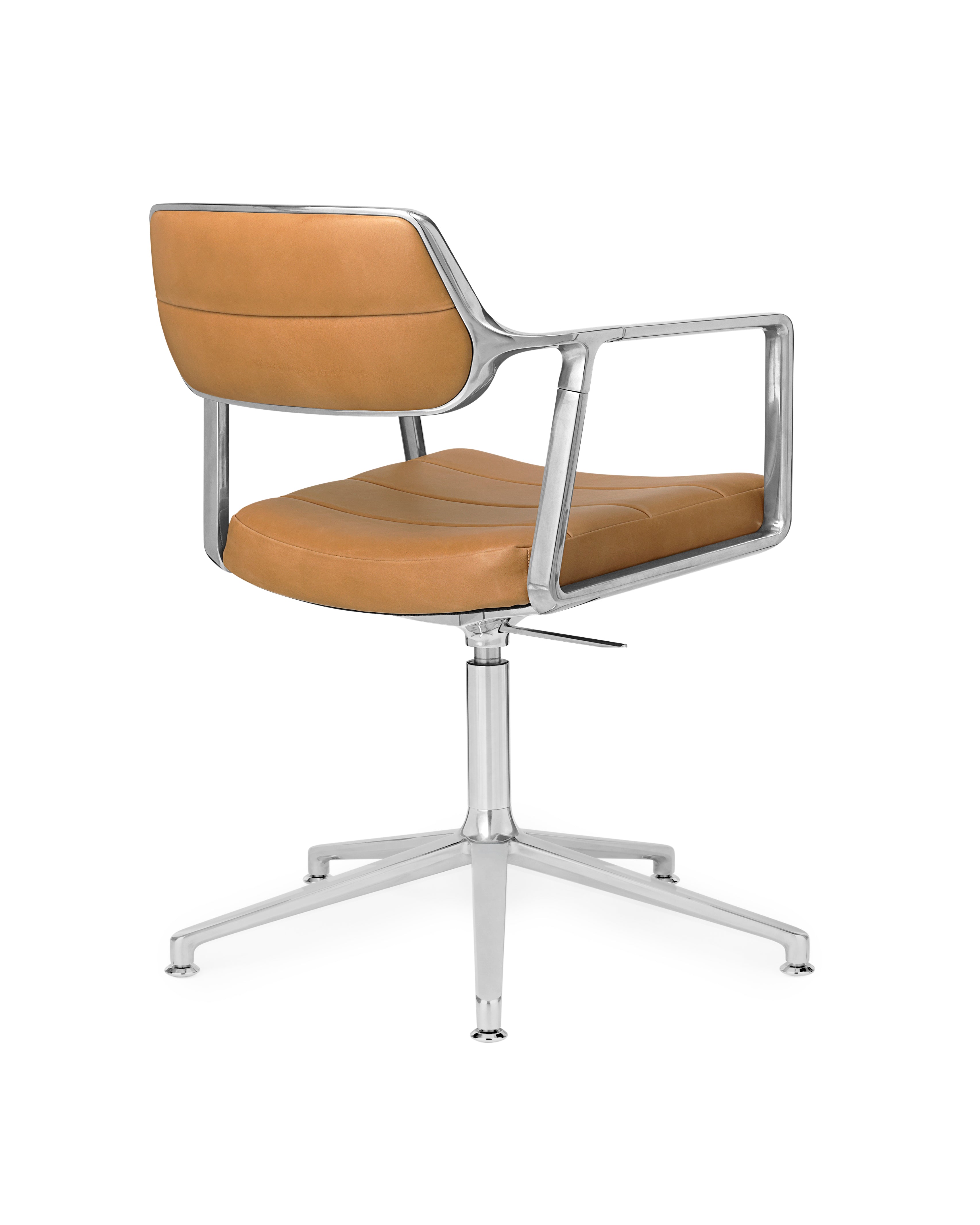 Krzesło biurowe 453+ karmelowa skóra z metalową podstawą