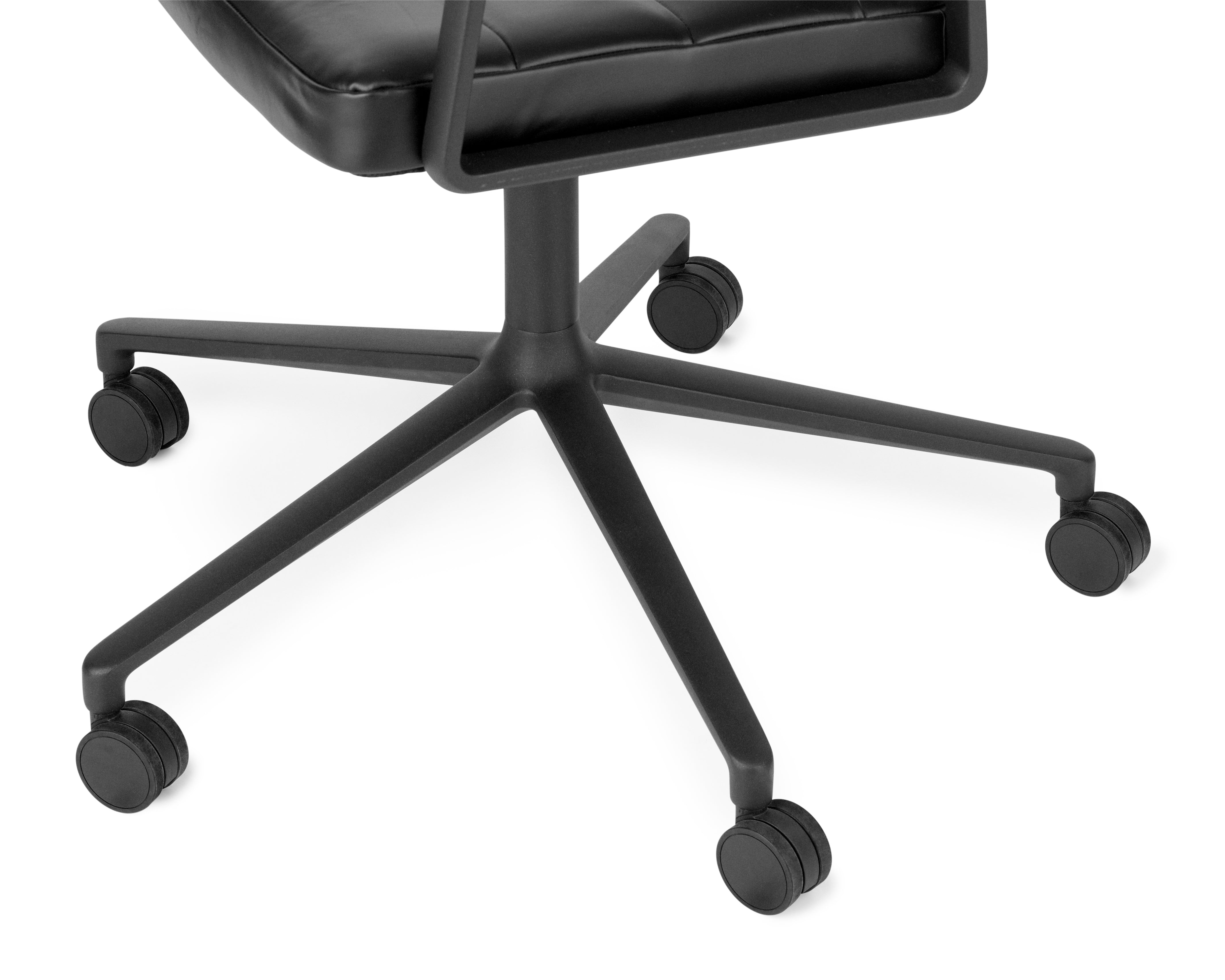 Krzesło biurowe 453+ czarna skóra z czarną metalową podstawą