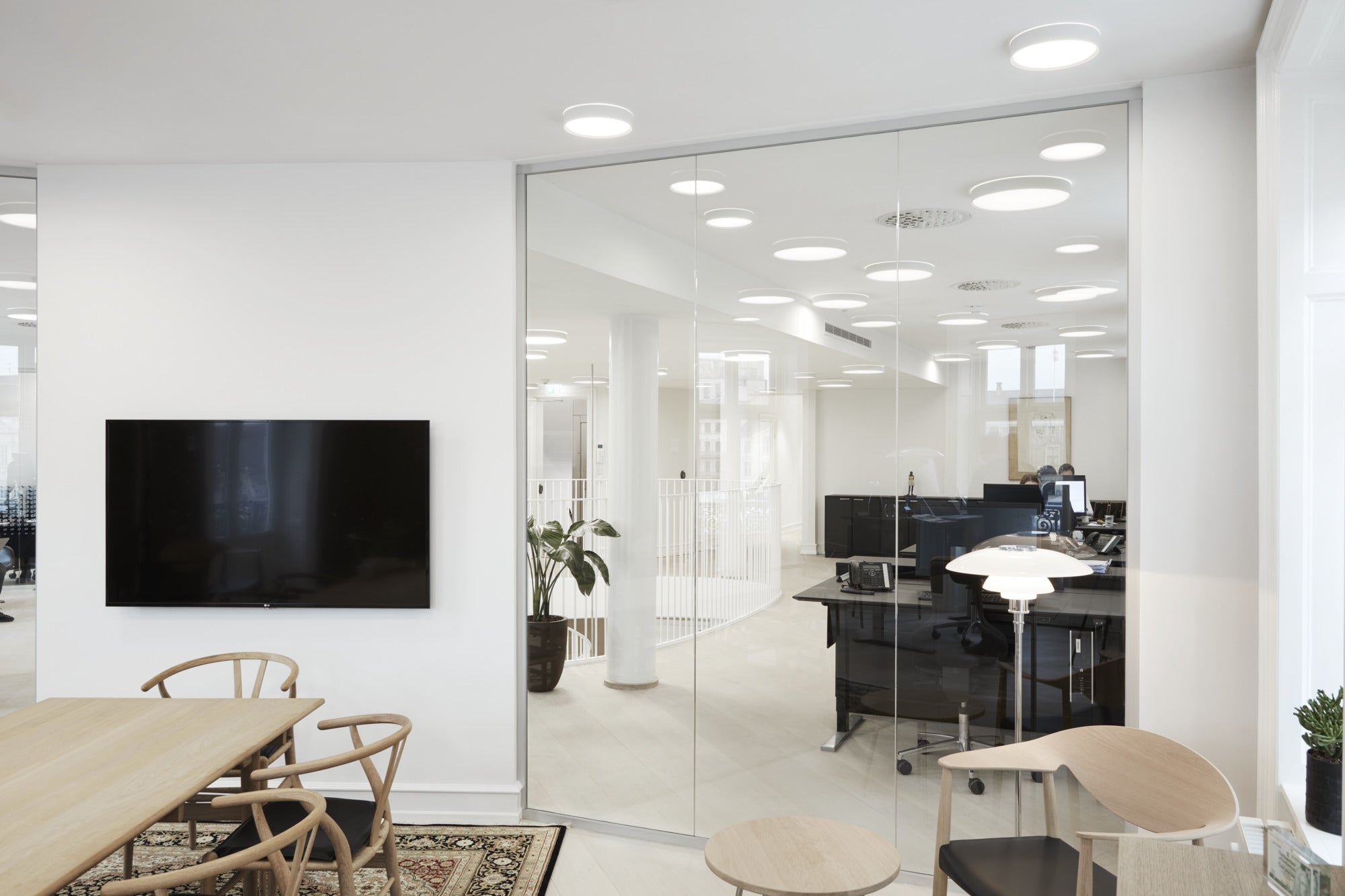 PH 3½-2½ white floor lamp with chrome base