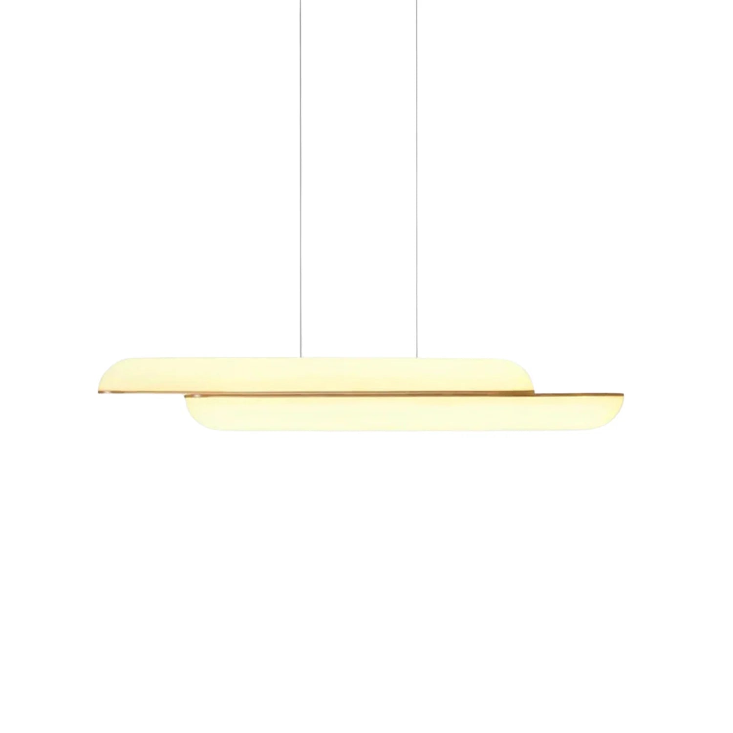 Lampa wisząca pozioma GEMINI opalowy klosz z mosiądzem