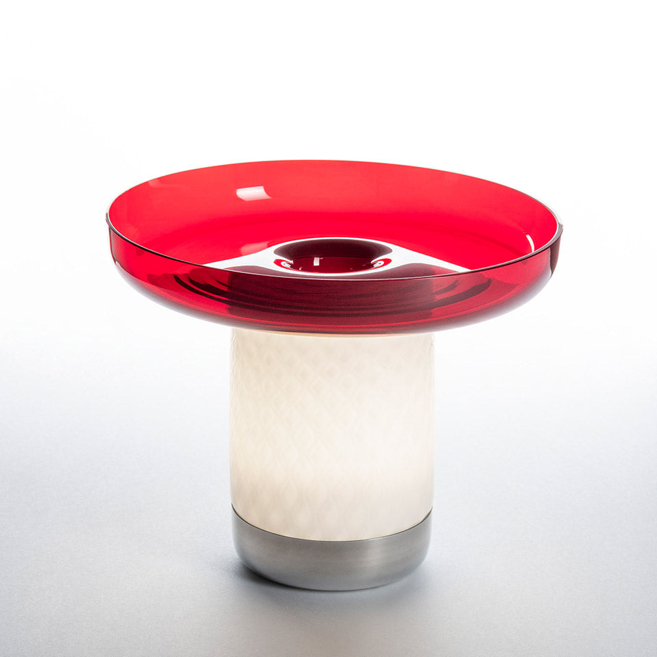 Tragbare Lampe BONTA PLATE weiß mit Rot