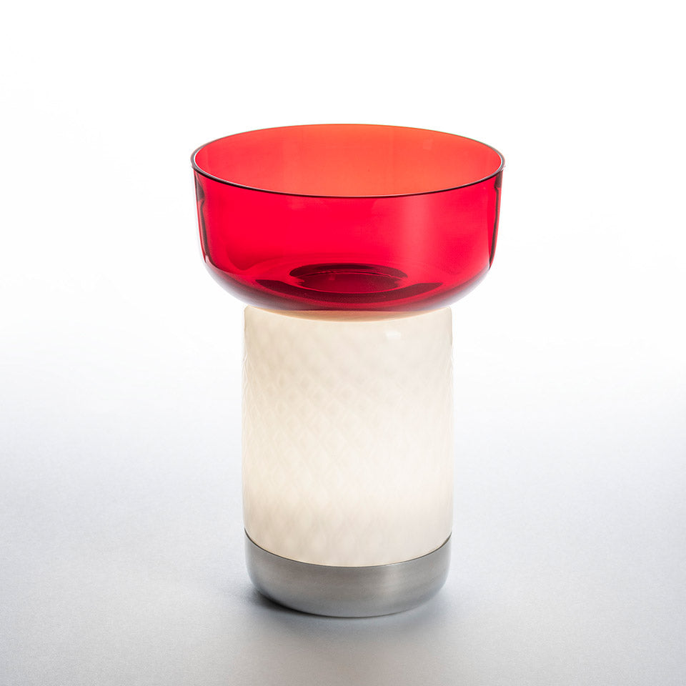 Tragbare Lampe BONTA BOWL weiß mit rot