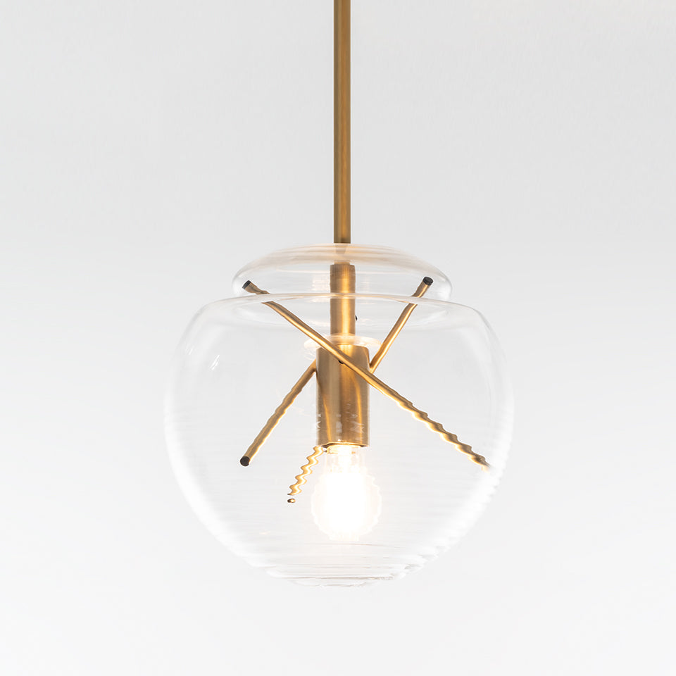 VITRUVIO pendant lamp transparent with gold finish