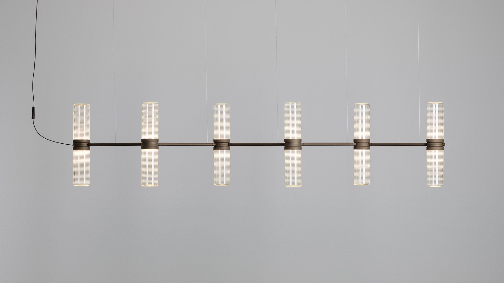 ZEPHYR LINEAR pendant lamp transparent with brown finish
