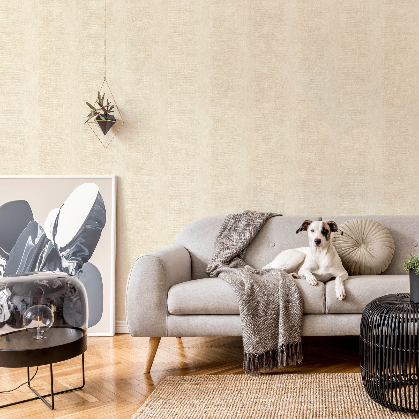 Tapeta strukturalna z efektem patyny ZUMAIA - IVOIRE kość słoniowa