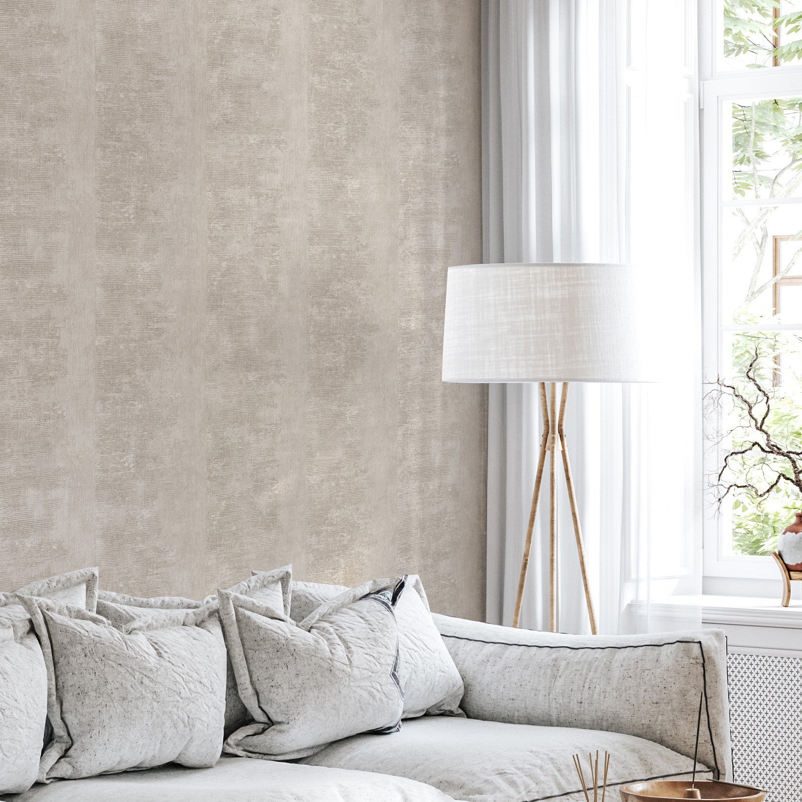 Tapeta strukturalna z efektem patyny ZUMAIA - GREGE brązowo-szary