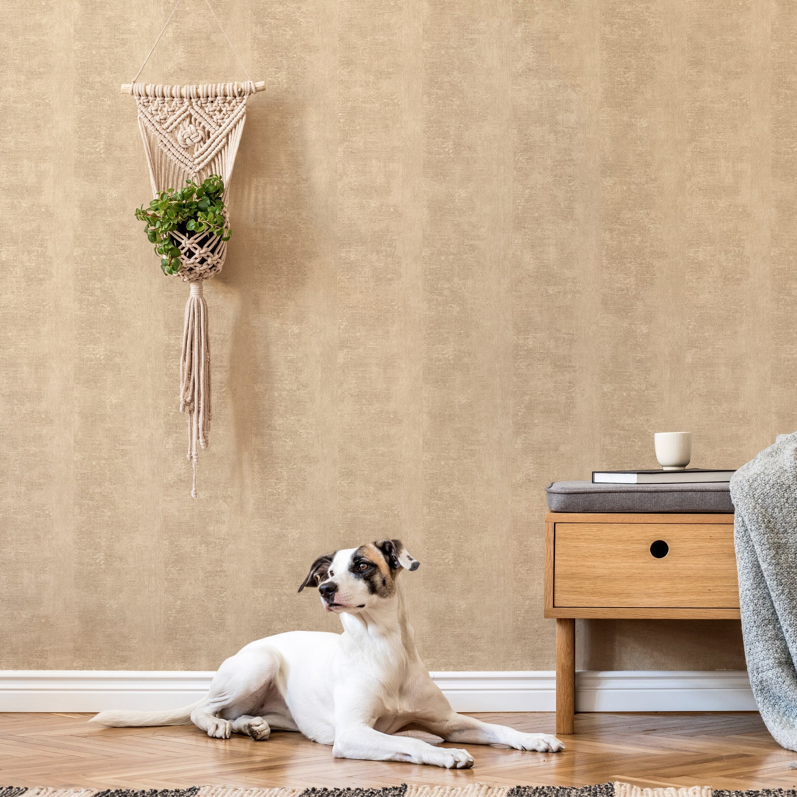 Tapeta strukturalna z efektem patyny ZUMAIA - SABLE beżowy