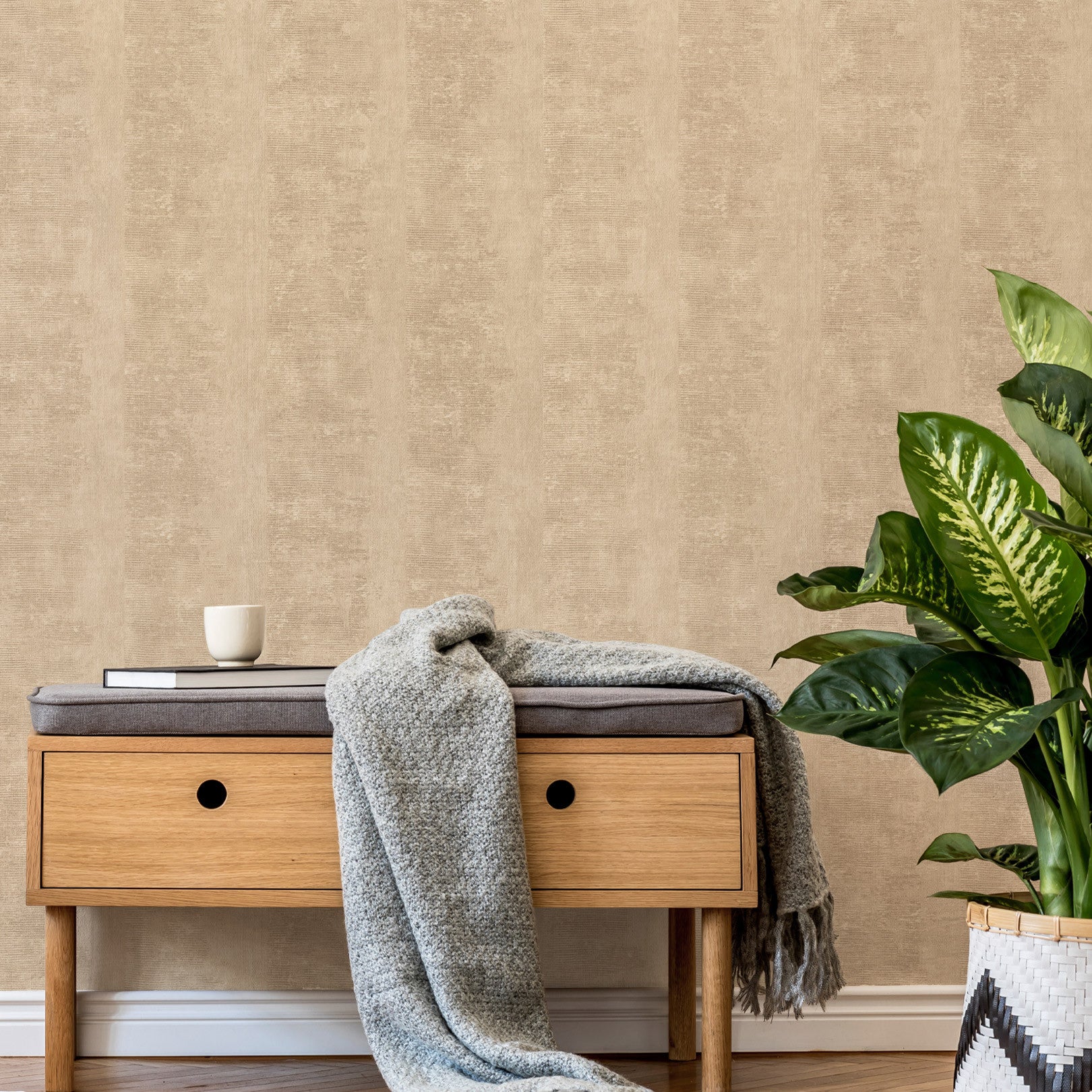 Tapeta strukturalna z efektem patyny ZUMAIA - SABLE beżowy