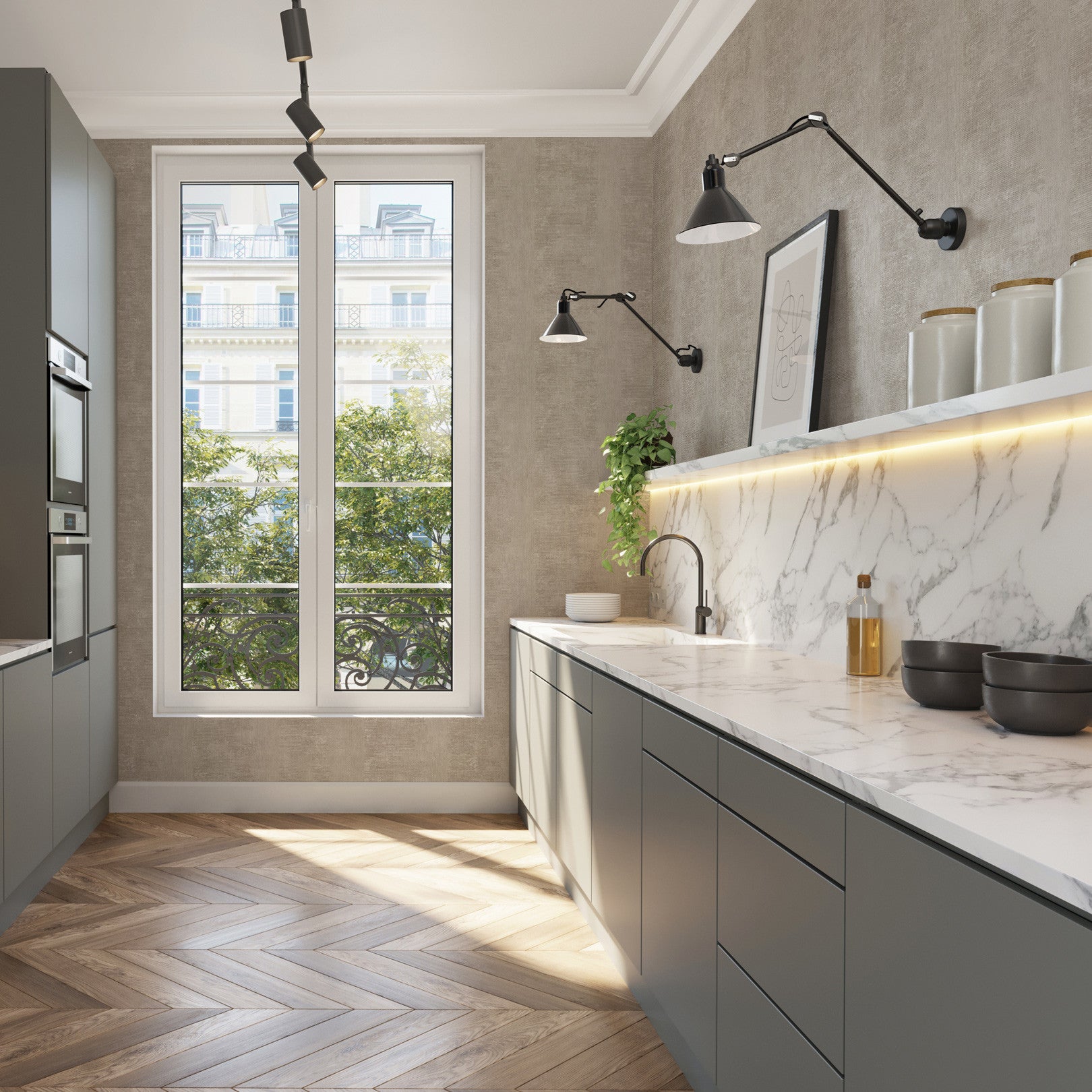 Tapeta strukturalna z efektem patyny ZUMAIA - GREGE brązowo-szary