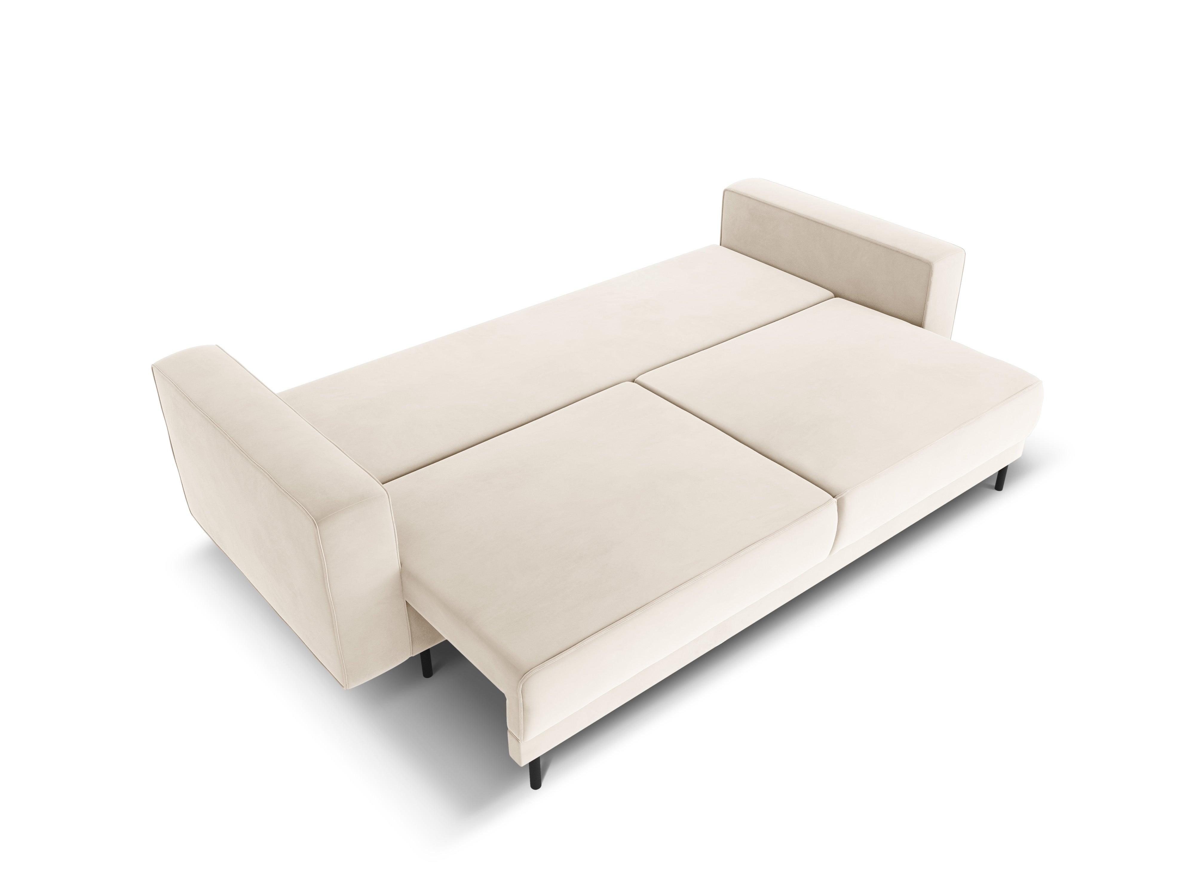 Sofa aksamitna z funkcją spania CARO beżowy Micadoni    Eye on Design